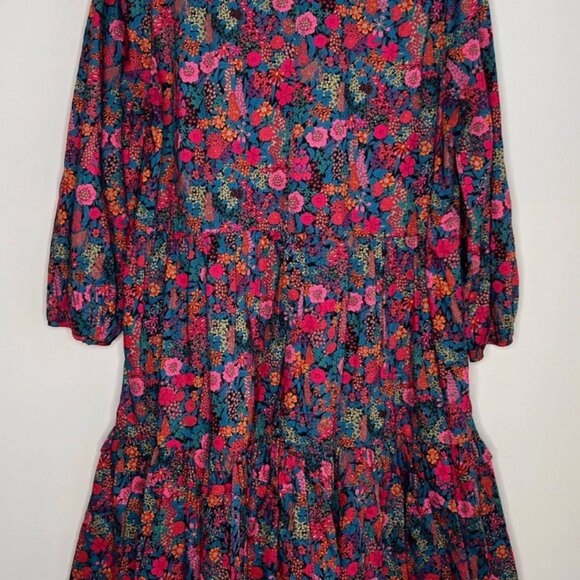J. Crew Liberty Ciara Floral Print Tiered Popover Mini Dress Multi Womens Size L - Picture 7 of 9